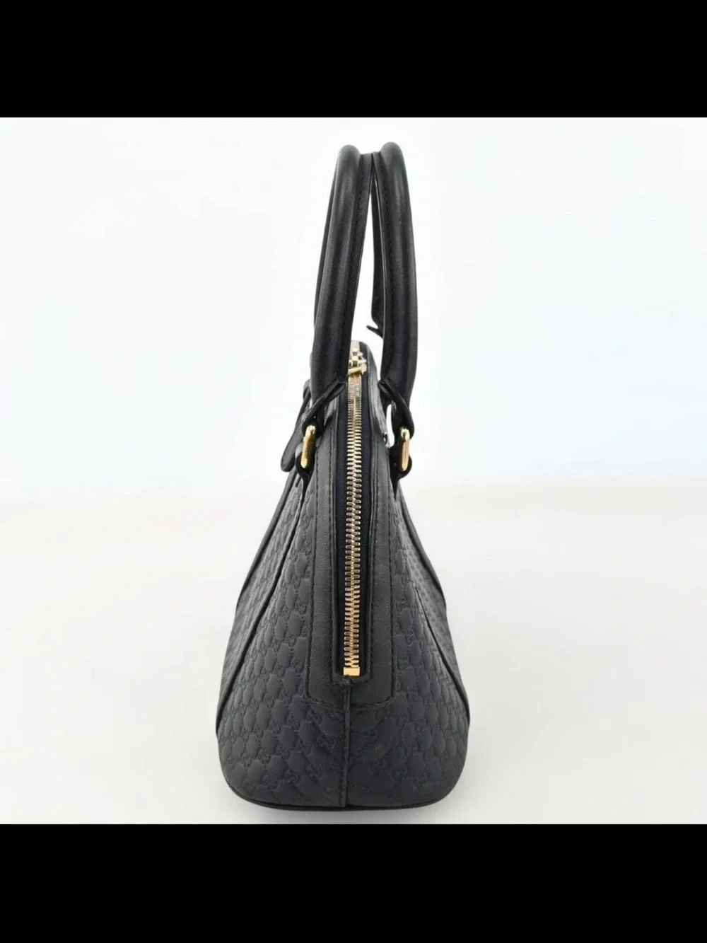 Gucci Navy and Black Embossed GG Dome Satchel
